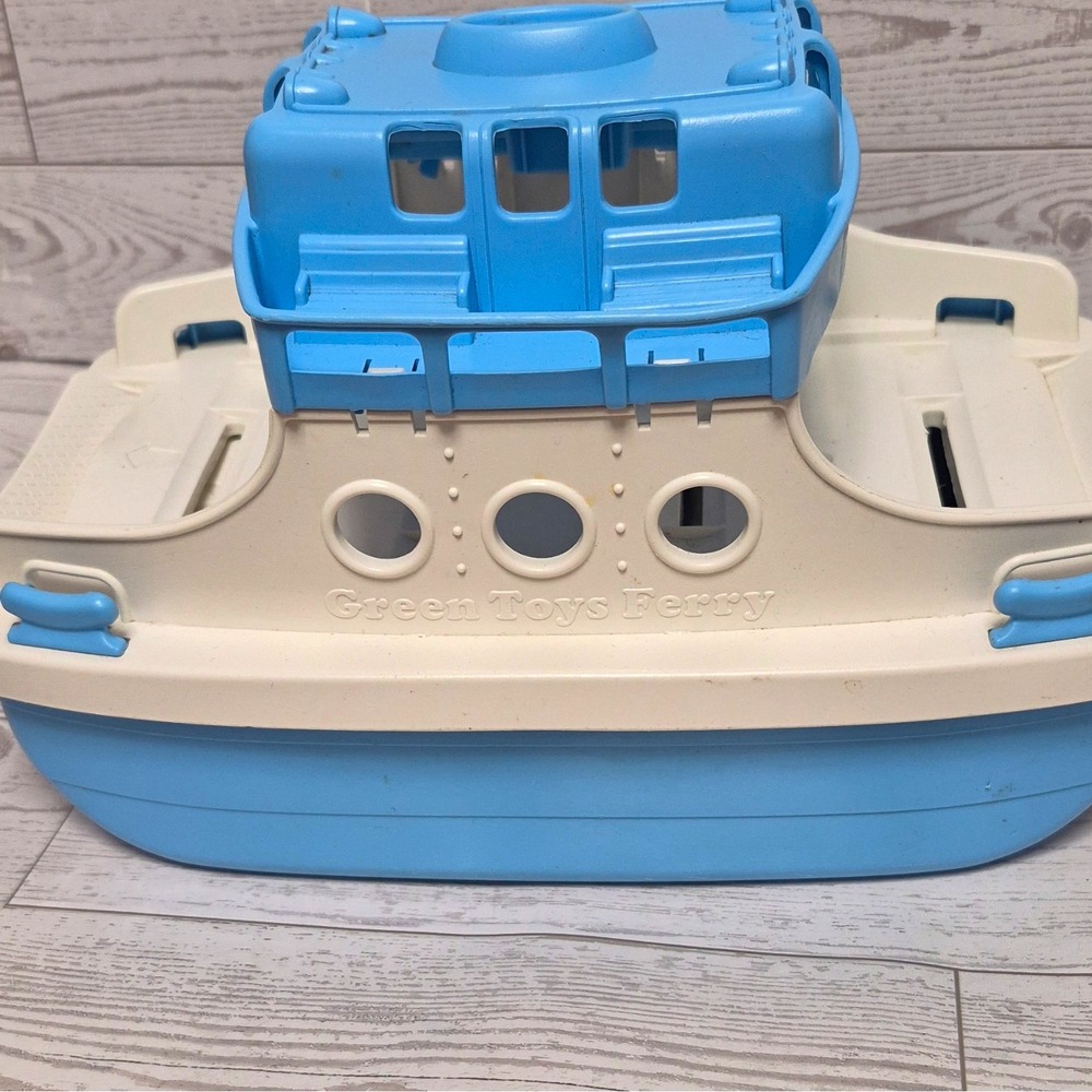 Green Toys Toy Ferry Boat Blue & White Plastic with Ramp